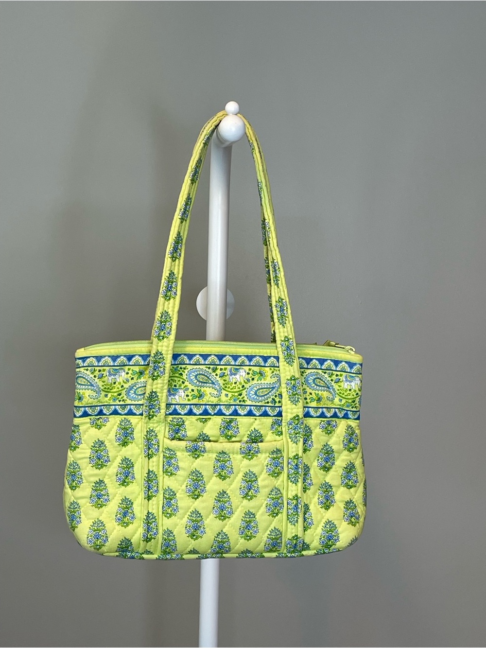 *RETIRED* Vera Bradley Quilted Citrus Green and Blue Elephant Paisley Tote